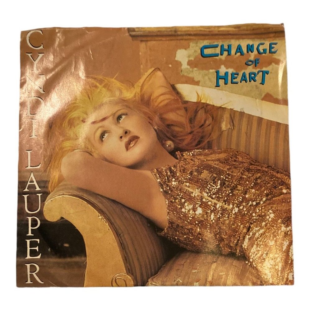 1986 Cyndi Lauper Record 7” 45 “Change of Heart" Promotional With Photo Sleeve
